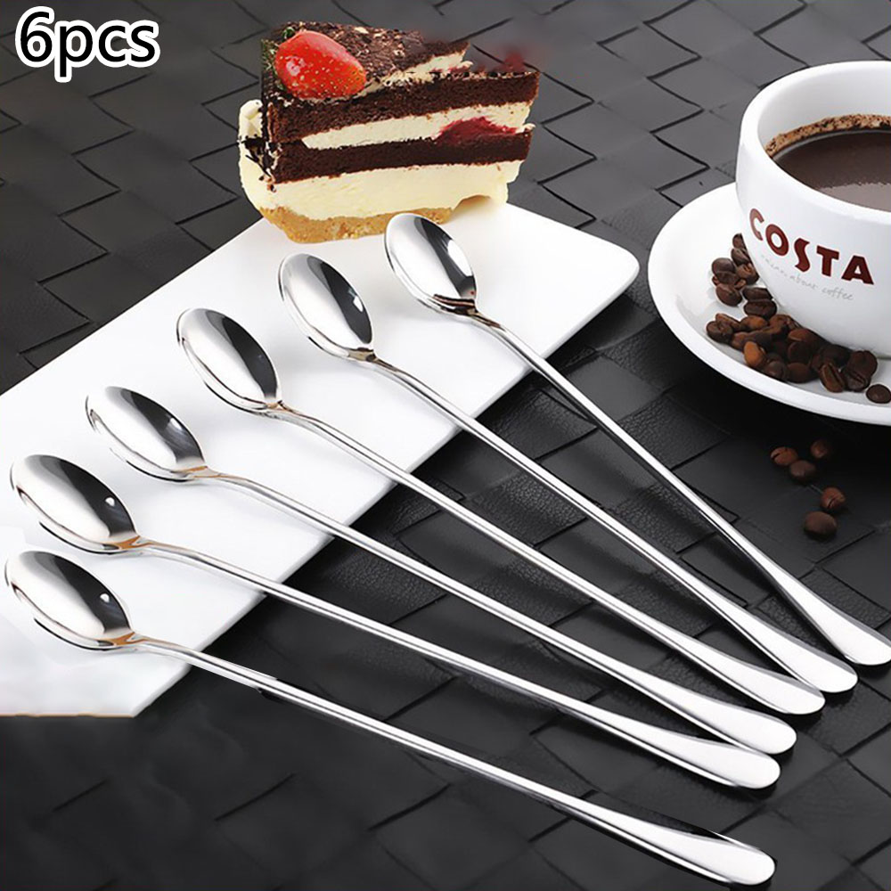 Coffee Tea Spoon - 6pcs Stainless Steel Ice Tea Scoop