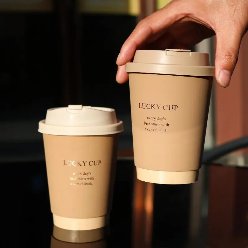 Coffee Tea Paper Cups - 50pcs 330/400/500ml Disposable Paper Cups Brown