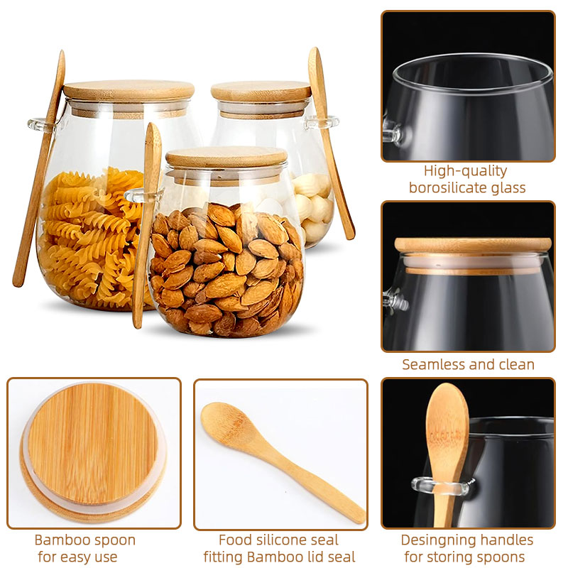 34oz sealed glass jar with spo - Coffee Tea Sugar Canisters ulasan dan harga