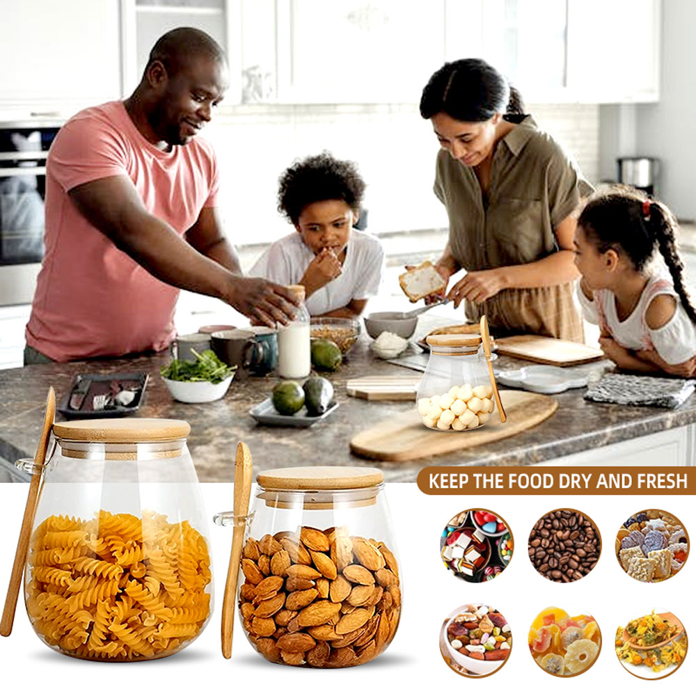 34oz sealed glass jar with spo - Coffee Tea Sugar Canisters ulasan dan harga