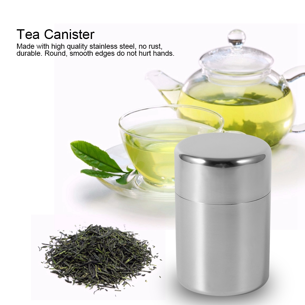 Tea Can Stainless Steel Tea Ti - Coffee Tea Sugar Canisters ulasan dan harga