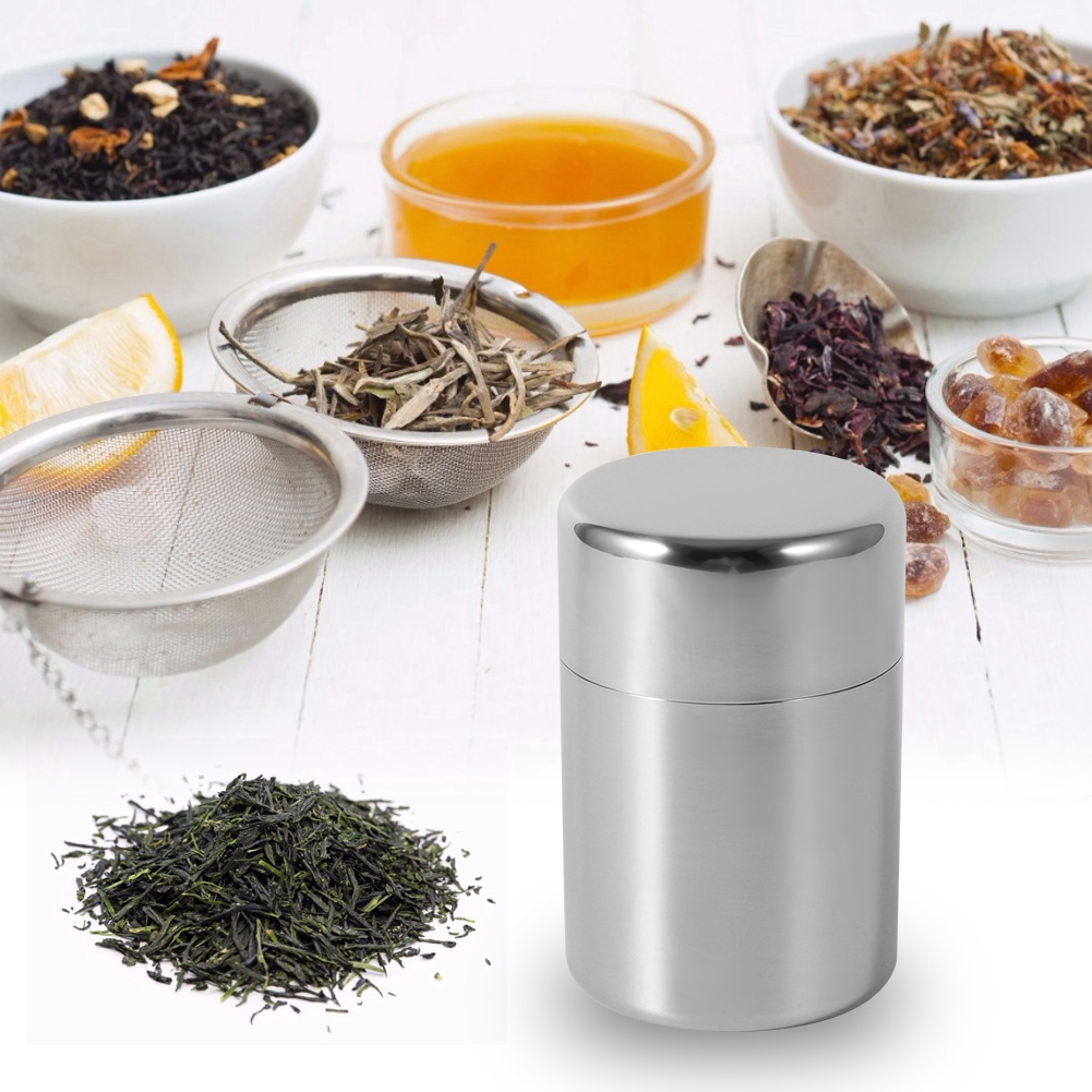 Tea Can Stainless Steel Tea Ti - Coffee Tea Sugar Canisters ulasan dan harga