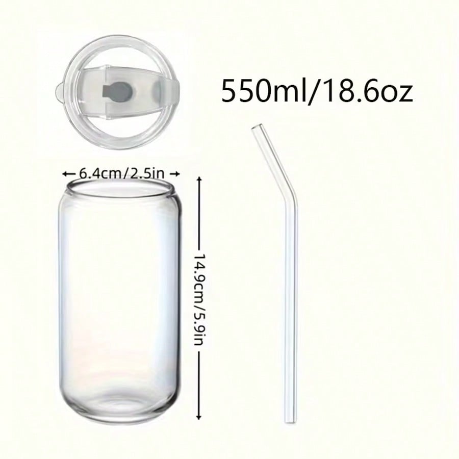 Glass Cups with Lids and Straw - Coffee Tea Jar Set ulasan dan harga