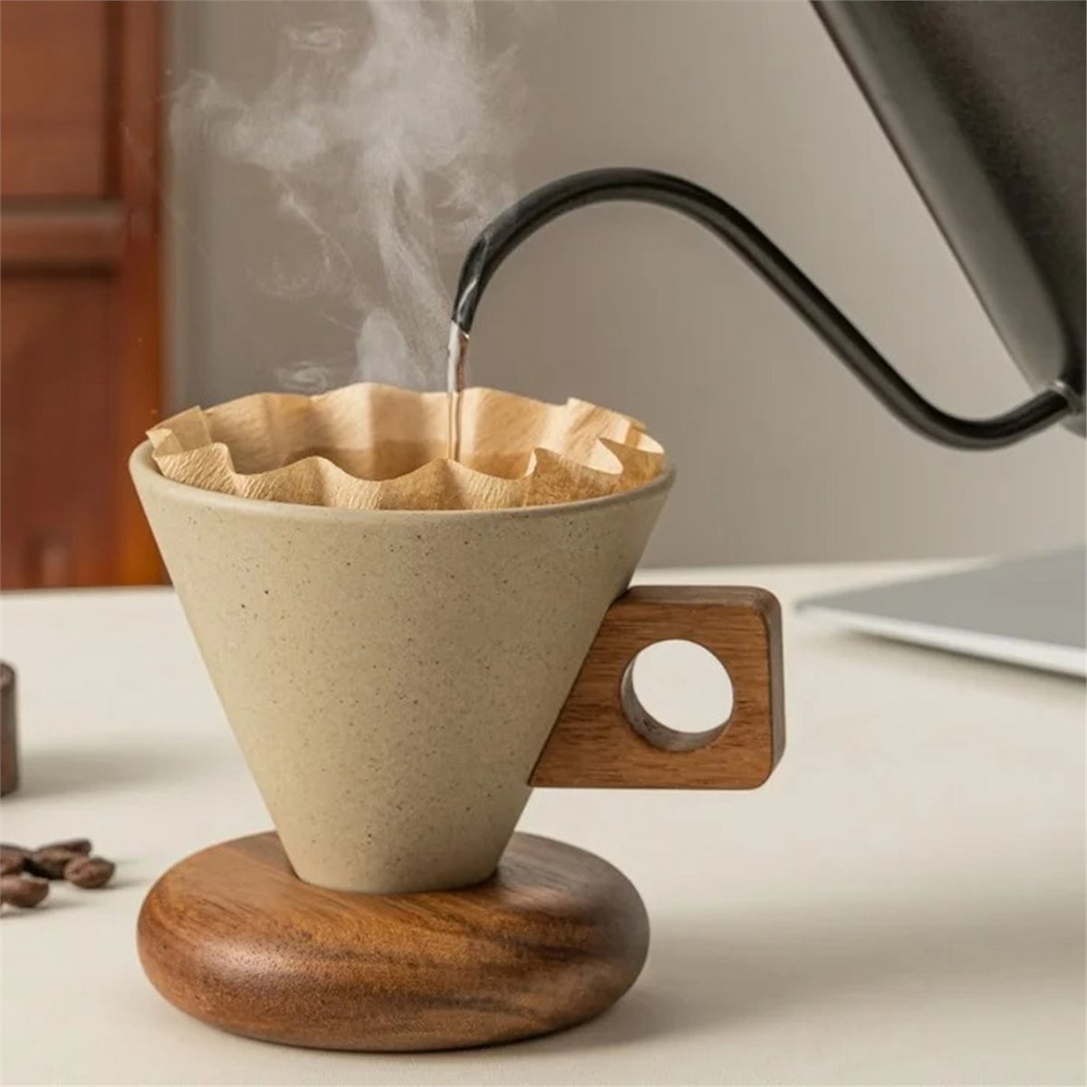 Ceramic Coffee Cup& Wood Base  - Coffee Tea Spoon ulasan dan harga