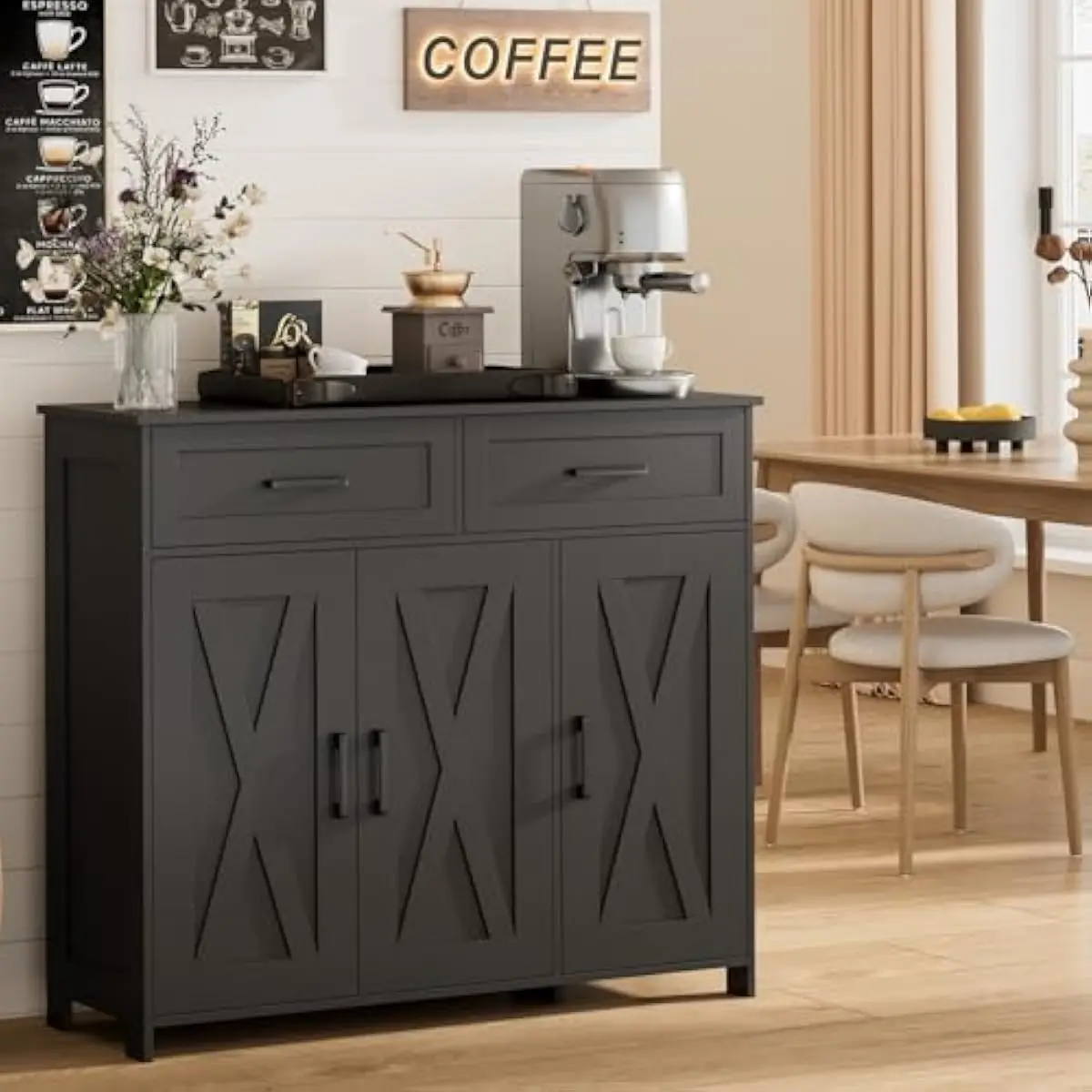 Coffee Bar Storage Cabinet wit - Coffee & Tea Garden Lincoln Menu ulasan dan harga