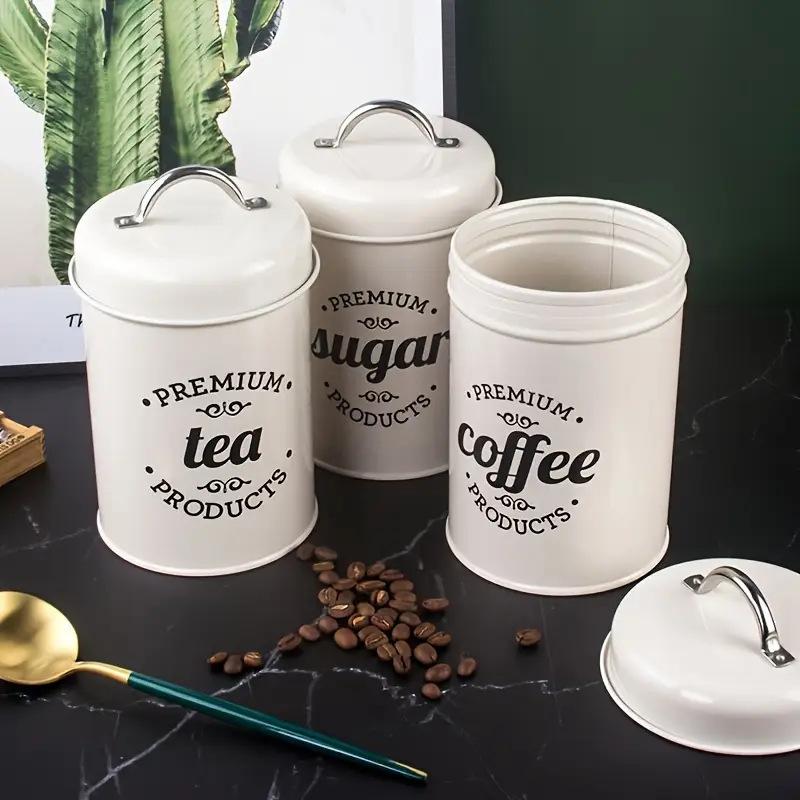 3Pcs Round Metal Tea Coffee Su - Coffee Tea Sugar Canisters ulasan dan harga