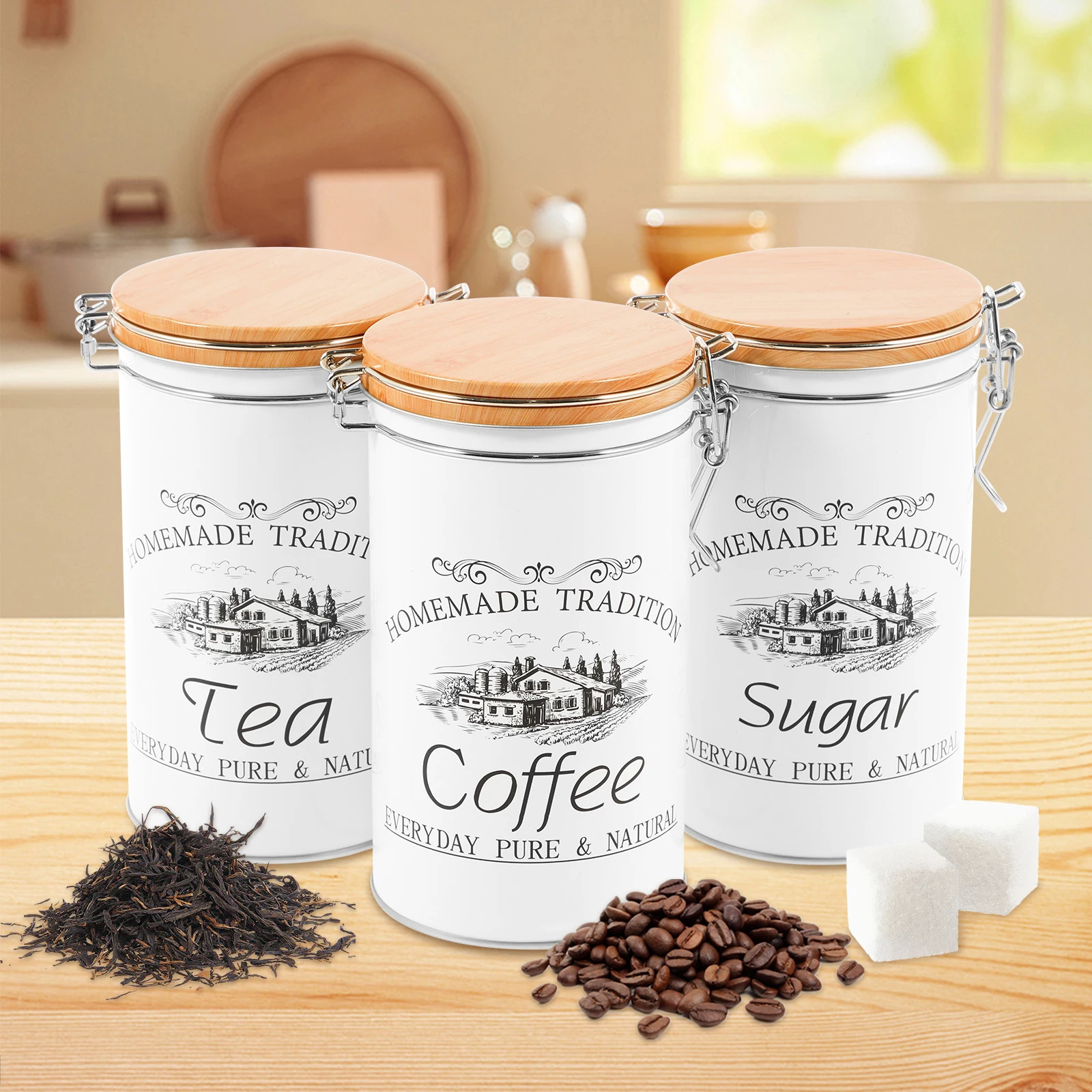 3Pcs/Set Tea Coffee Sugar Cani - Coffee Tea Sugar Canisters ulasan dan harga