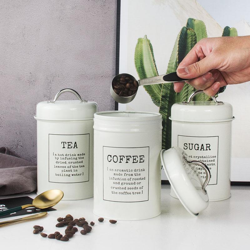 3Pcs Metal Round Kitchen Conta - Coffee Tea Sugar Canisters ulasan dan harga