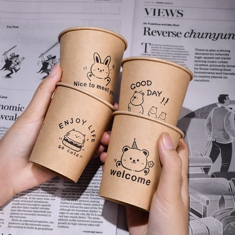 250ml 50PCS Disposable Biodegr - Coffee Tea Paper Cups ulasan dan harga