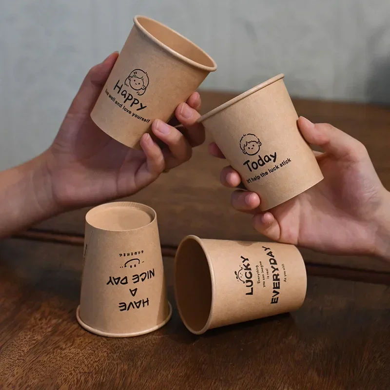 250ml 50PCS Disposable Biodegr - Coffee Tea Paper Cups ulasan dan harga
