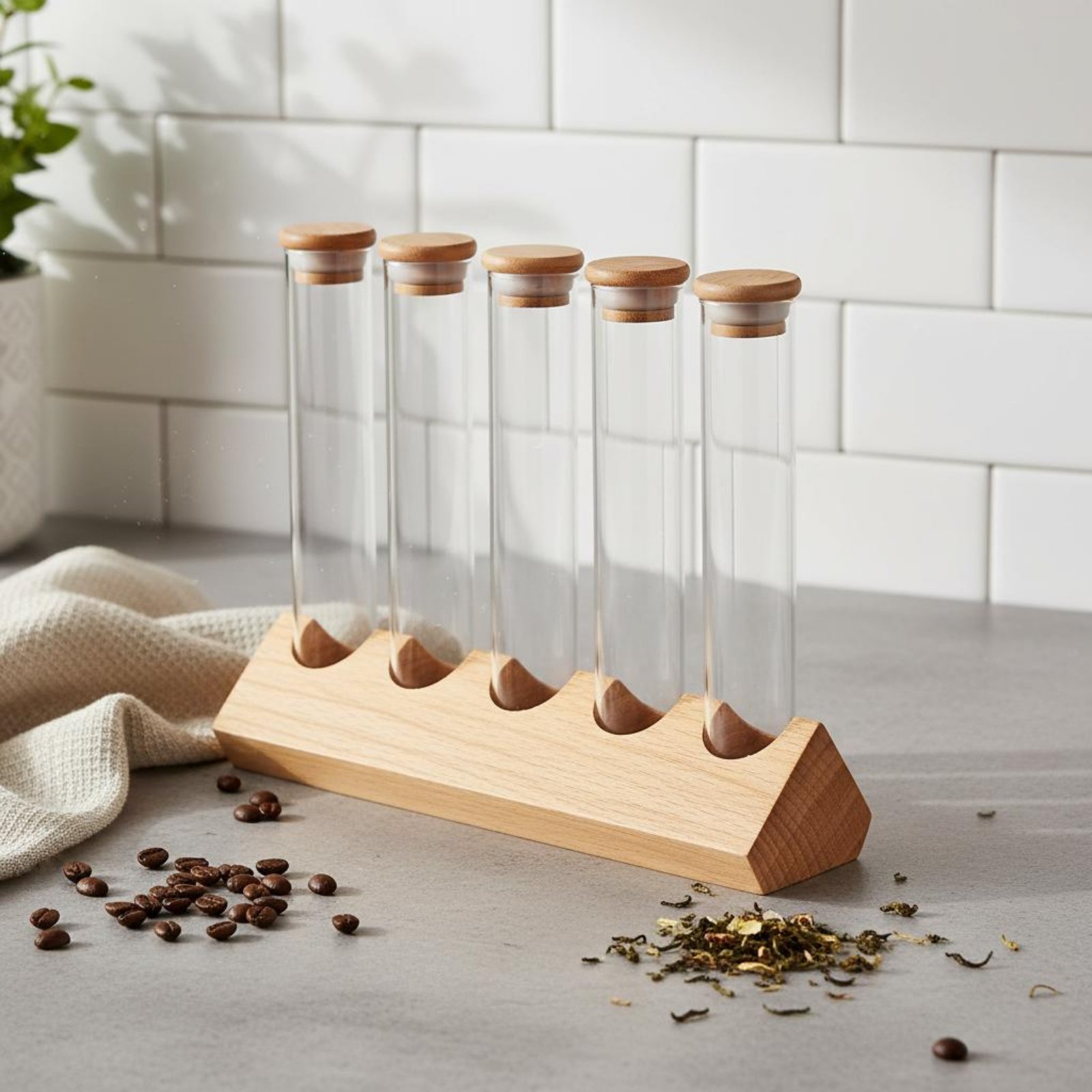 Glass Tube Container Set with  - Coffee Bean & Tea Menu ulasan dan harga