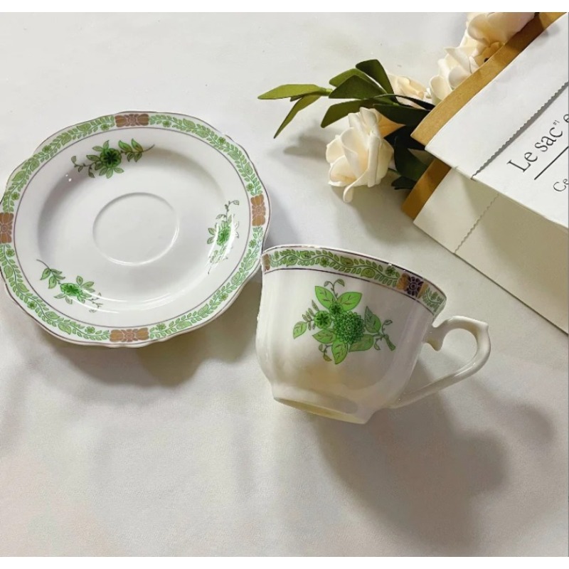 Vintage Green Floral Porcelain - Coffee Tea Green ulasan dan harga