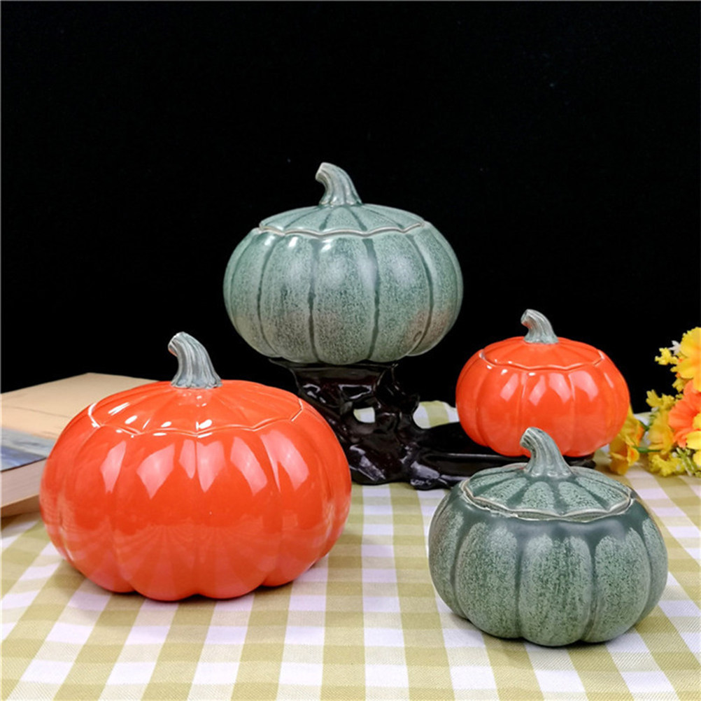 Mini Pumpkin Shape Ceramic Tea - Coffee Tea Jar Set ulasan dan harga