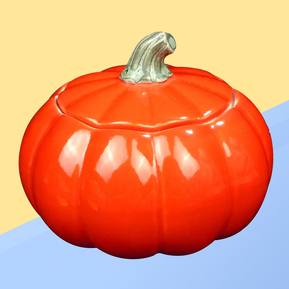 Mini Pumpkin Shape Ceramic Tea - Coffee Tea Jar Set ulasan dan harga