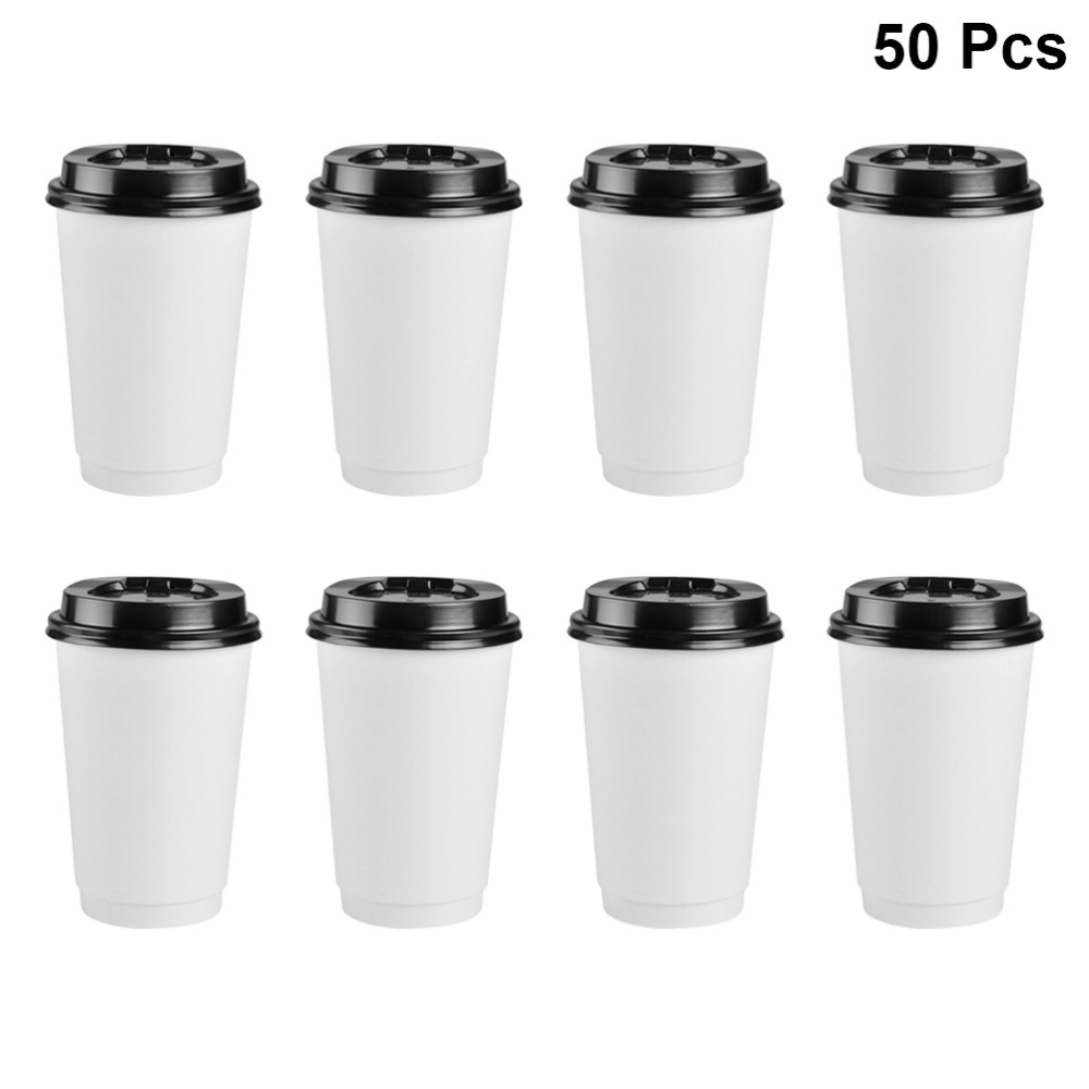 50pcs Disposable Coffee Cups I - Coffee Tea Paper Cups ulasan dan harga