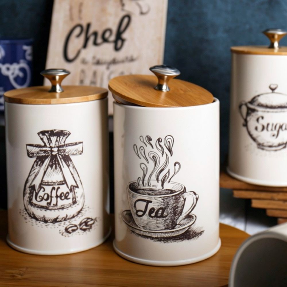 Modern Minimalist Bamboo Lid M - Coffee Tea Sugar Canisters ulasan dan harga